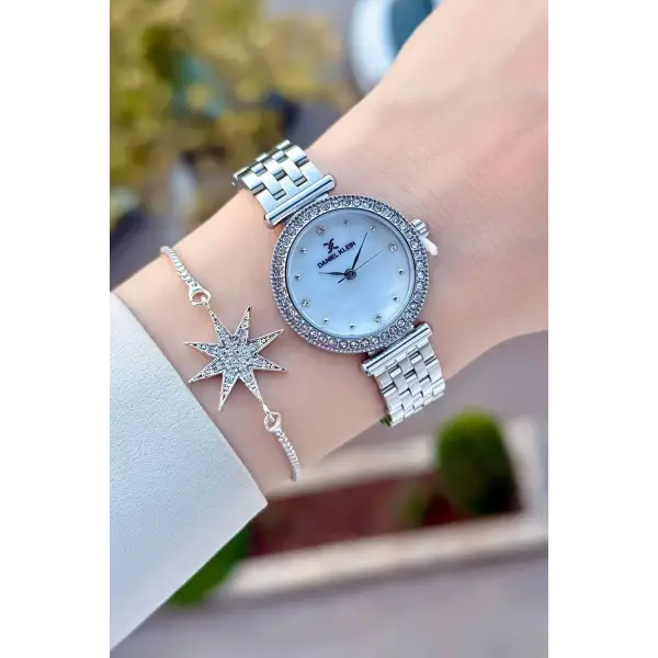 Gümüş Renk 28 Mm Kadın Kol Saati ve Bileklik