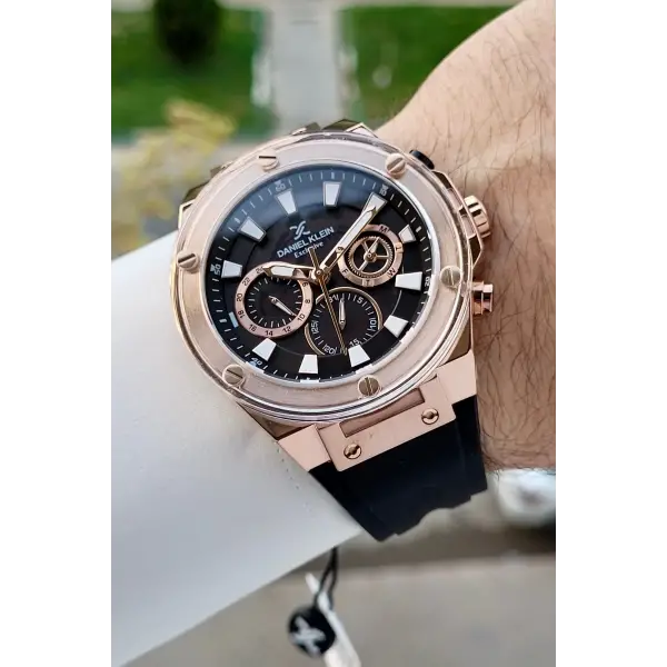 46 Mm Kasası Rose Kordonu Siyah Renk İç Göstergeleri Aktif Erkek Kol Saati