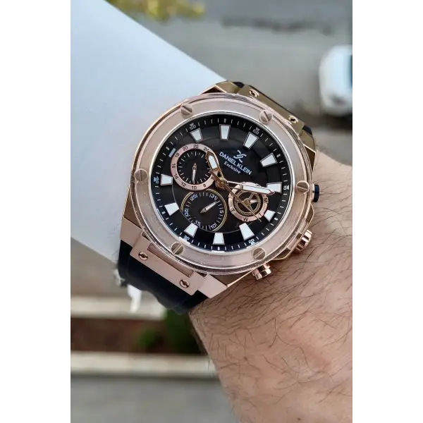 46 Mm Kasası Rose Kordonu Siyah Renk İç Göstergeleri Aktif Erkek Kol Saati