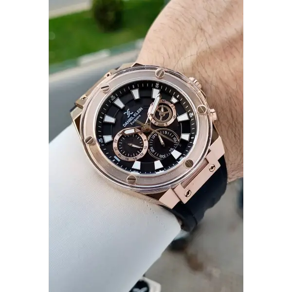 46 Mm Kasası Rose Kordonu Siyah Renk İç Göstergeleri Aktif Erkek Kol Saati