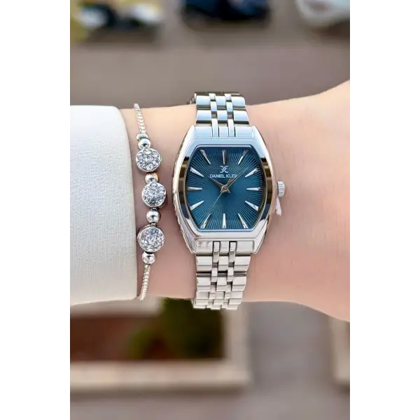 Kadranı Mavi Kordonu Gold Renk Kadın Kol Saati ve Bileklik