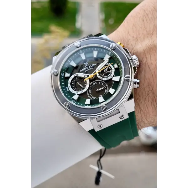 46 Mm Kasası Gümüş Kordonu Yeşil Renk İç Göstergeleri Aktif Erkek Kol Saati