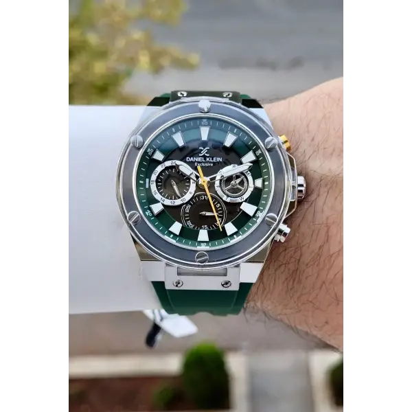 46 Mm Kasası Gümüş Kordonu Yeşil Renk İç Göstergeleri Aktif Erkek Kol Saati