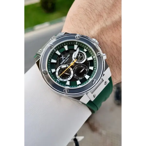 46 Mm Kasası Gümüş Kordonu Yeşil Renk İç Göstergeleri Aktif Erkek Kol Saati