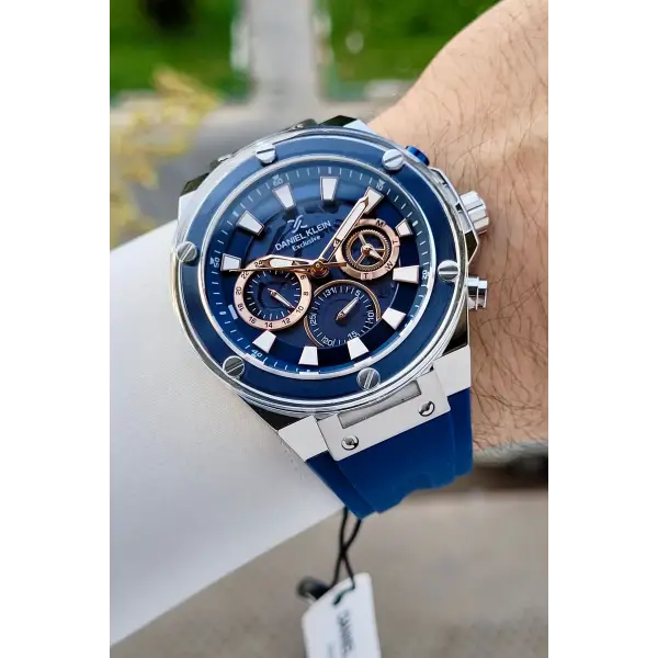 46 Mm Kasası Gümüş Kordonu Lacivert Renk İç Göstergeleri Aktif Erkek Kol Saati