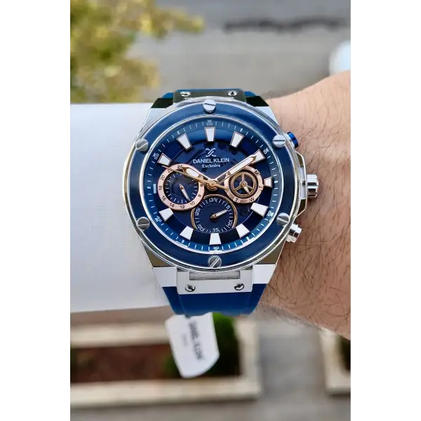 46 Mm Kasası Gümüş Kordonu Lacivert Renk İç Göstergeleri Aktif Erkek Kol Saati