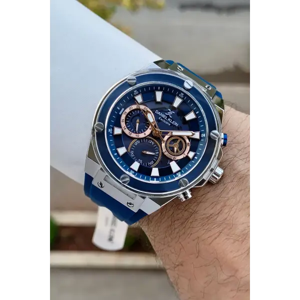 46 Mm Kasası Gümüş Kordonu Lacivert Renk İç Göstergeleri Aktif Erkek Kol Saati