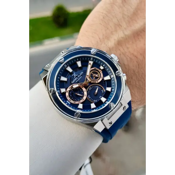 46 Mm Kasası Gümüş Kordonu Lacivert Renk İç Göstergeleri Aktif Erkek Kol Saati