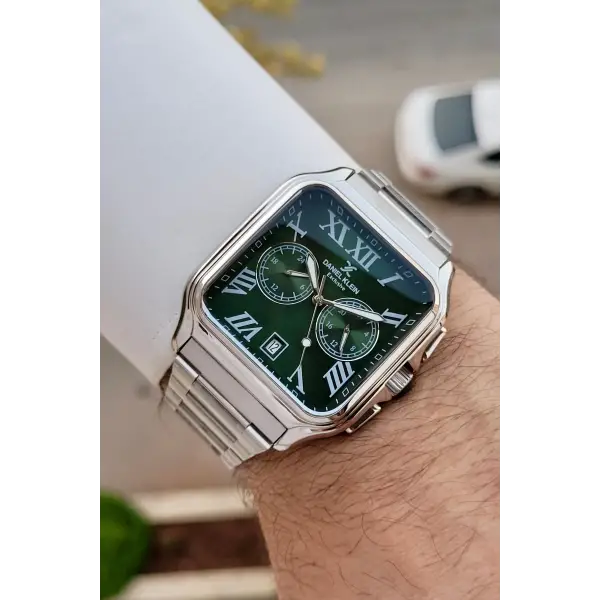 Kadranı Yeşil Kordonu Gümüş Renk İç Göstergeleri Aktif Erkek Kol Saati