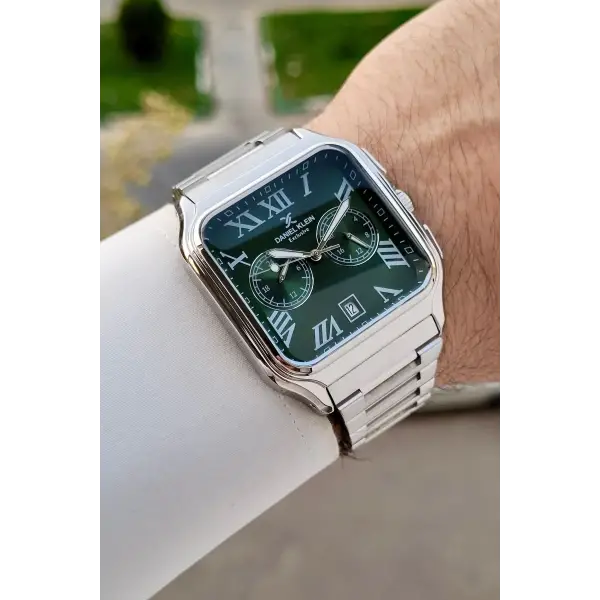 Kadranı Yeşil Kordonu Gümüş Renk İç Göstergeleri Aktif Erkek Kol Saati