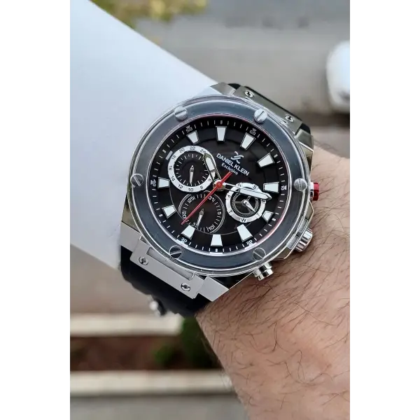46 Mm Kasası Gümüş Kordonu Siyah Renk İç Göstergeleri Aktif Erkek Kol Saati