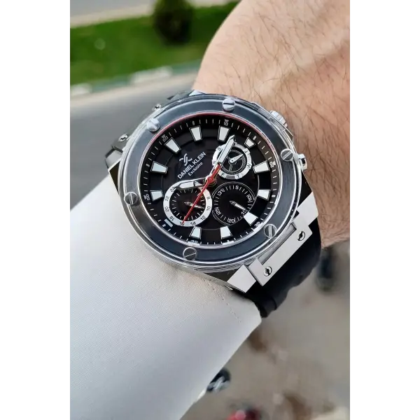 46 Mm Kasası Gümüş Kordonu Siyah Renk İç Göstergeleri Aktif Erkek Kol Saati