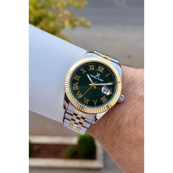 Kadranı Yeşil Kordonu Gold Gümüş Renk İç Göstergeleri Aktif Erkek Kol Saati