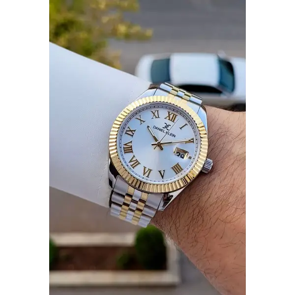 Gold Gümüş Renk İç Göstergeleri Aktif Erkek Kol Saati