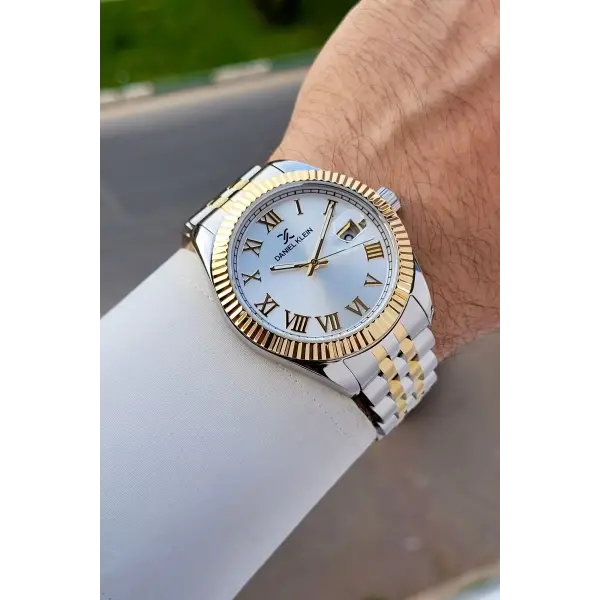 Gold Gümüş Renk İç Göstergeleri Aktif Erkek Kol Saati