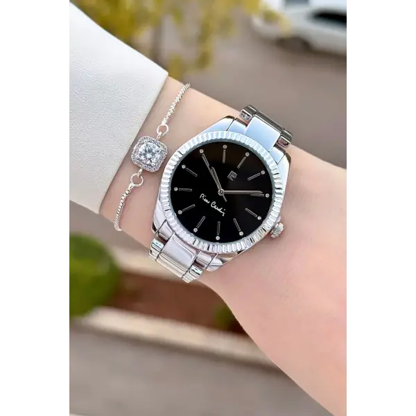 Gümüş Siyah Renk 36 mm Kadın Kol Saati