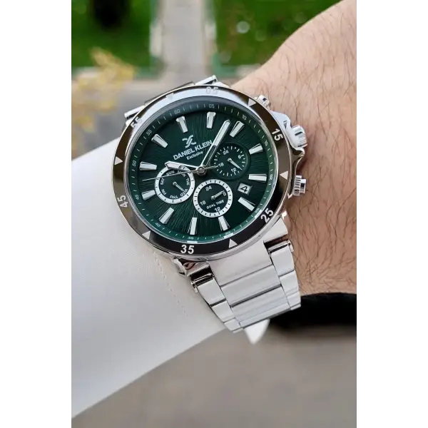 Kadranı Yeşil Kordonu Gümüş Renk İç Göstergeleri Aktif Erkek Kol Saati