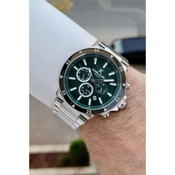 Kadranı Yeşil Kordonu Gümüş Renk İç Göstergeleri Aktif Erkek Kol Saati