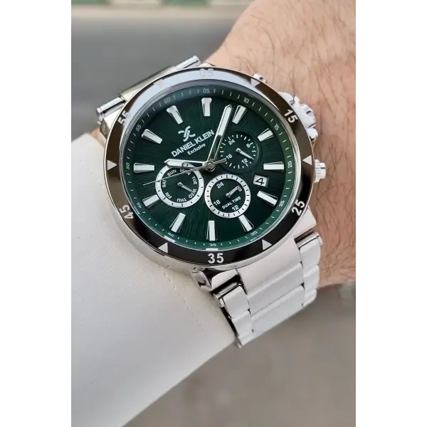 Kadranı Yeşil Kordonu Gümüş Renk İç Göstergeleri Aktif Erkek Kol Saati