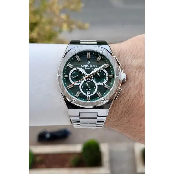 Kadranı Yeşil Kordonu Gümüş Renk İç Göstergeleri Aktif Erkek Kol Saati