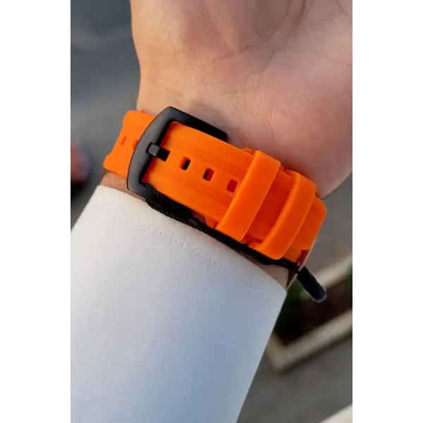 45 Mm Kasası Siyah Kordonu Turuncu Renk İç Göstergeleri Aktif Erkek Kol Saati