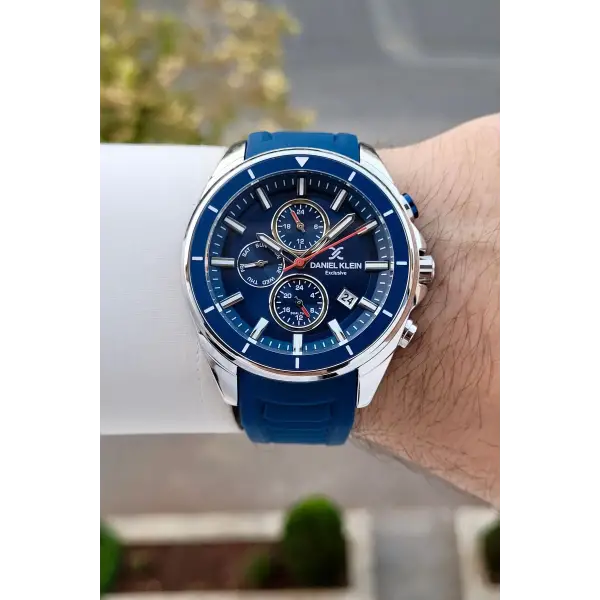 45 Mm Kasası Gümüş Kordonu Lacivert Renk İç Göstergeleri Aktif Erkek Kol Saati