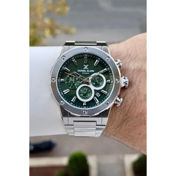 Kadranı Yeşil Kordonu Gümüş Renk İç Göstergeleri Aktif Erkek Kol Saati