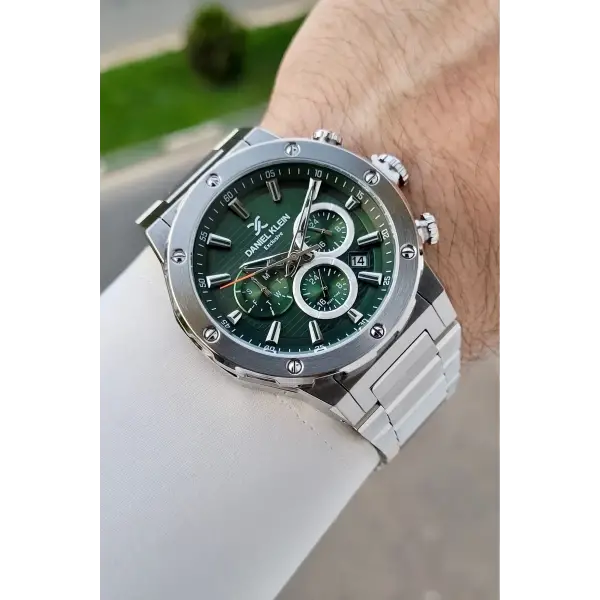 Kadranı Yeşil Kordonu Gümüş Renk İç Göstergeleri Aktif Erkek Kol Saati