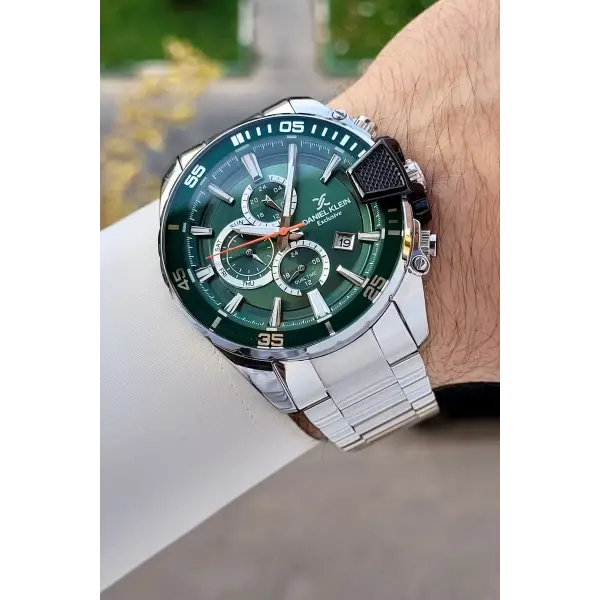 Kadranı Yeşil Kordonu Gümüş Renk 47 Mm İç Göstergeleri Aktif Erkek Kol Saati