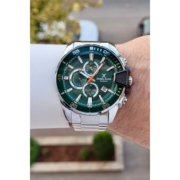 Kadranı Yeşil Kordonu Gümüş Renk 47 Mm İç Göstergeleri Aktif Erkek Kol Saati