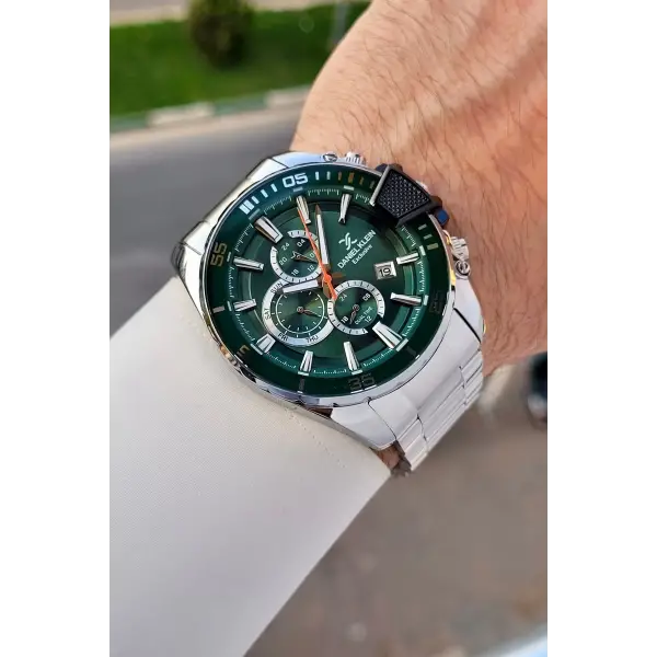 Kadranı Yeşil Kordonu Gümüş Renk 47 Mm İç Göstergeleri Aktif Erkek Kol Saati