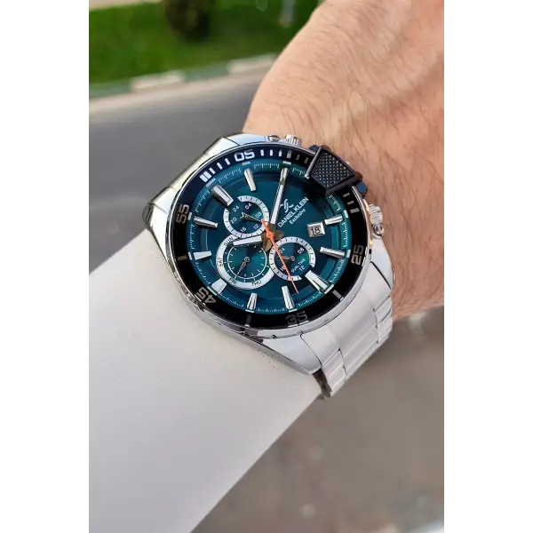 Kadranı Petrol Mavisi Kordonu Gümüş Renk 47 Mm İç Göstergeleri Aktif Erkek Kol Saati