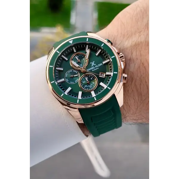 45 Mm Kasası Rose Kordonu Yeşil Renk İç Göstergeleri Aktif Erkek Kol Saati