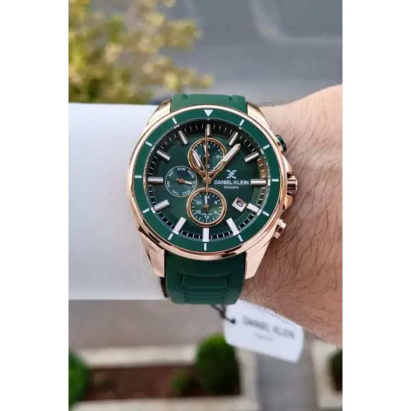 45 Mm Kasası Rose Kordonu Yeşil Renk İç Göstergeleri Aktif Erkek Kol Saati