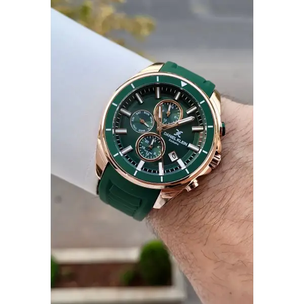 45 Mm Kasası Rose Kordonu Yeşil Renk İç Göstergeleri Aktif Erkek Kol Saati