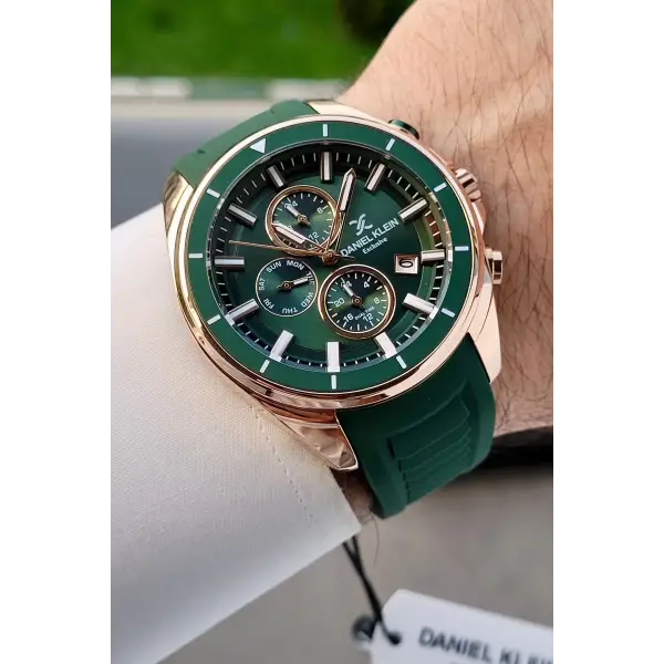 45 Mm Kasası Rose Kordonu Yeşil Renk İç Göstergeleri Aktif Erkek Kol Saati