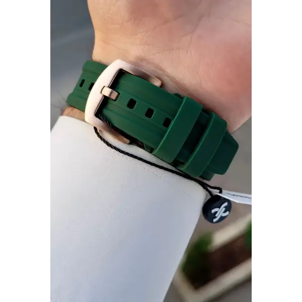 45 Mm Kasası Rose Kordonu Yeşil Renk İç Göstergeleri Aktif Erkek Kol Saati