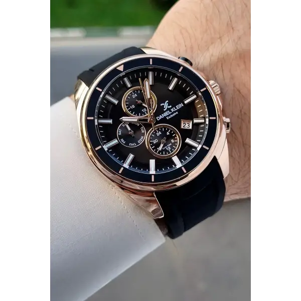 45 Mm Kasası Rose Kordonu Siyah Renk İç Göstergeleri Aktif Erkek Kol Saati