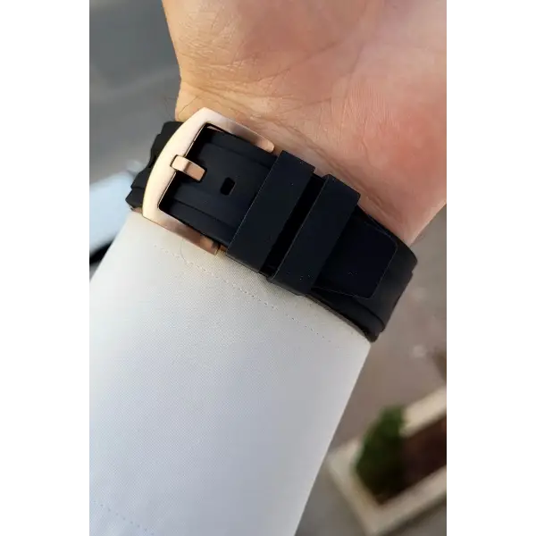 41 Mm Kasası Rose Kordonu Siyah Renk İç Göstergeleri Aktif Erkek Kol Saati