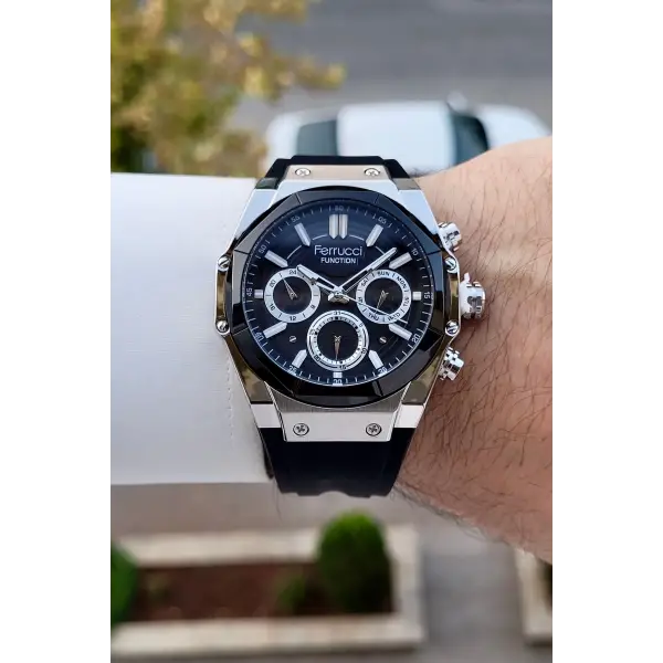 41 Mm Kasası Gümüş Kordonu Siyah Renk İç Göstergeleri Aktif Erkek Kol Saati