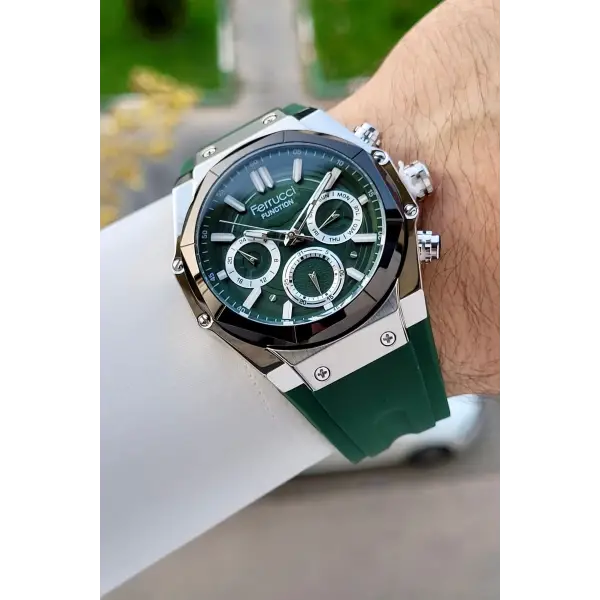 41 Mm Kasası Gümüş Kordonu Yeşil Renk İç Göstergeleri Aktif Erkek Kol Saati