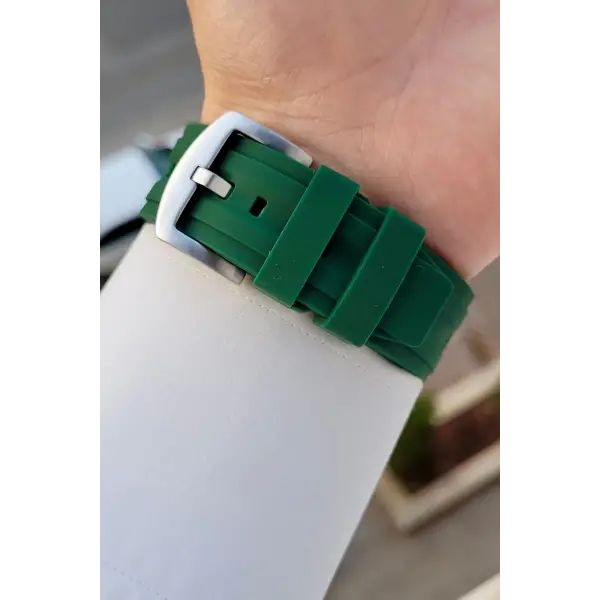 41 Mm Kasası Gümüş Kordonu Yeşil Renk İç Göstergeleri Aktif Erkek Kol Saati