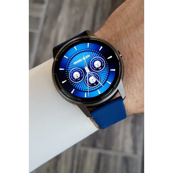 Android/ios Uyumlu Arama Özellikli Lacivert Renk Kordonlu Akıllı Kol Saati