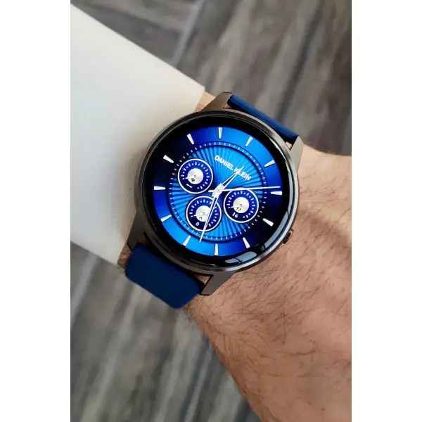 Android/ios Uyumlu Arama Özellikli Lacivert Renk Kordonlu Akıllı Kol Saati