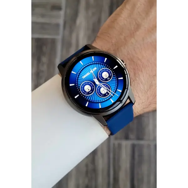 Android/ios Uyumlu Arama Özellikli Lacivert Renk Kordonlu Akıllı Kol Saati