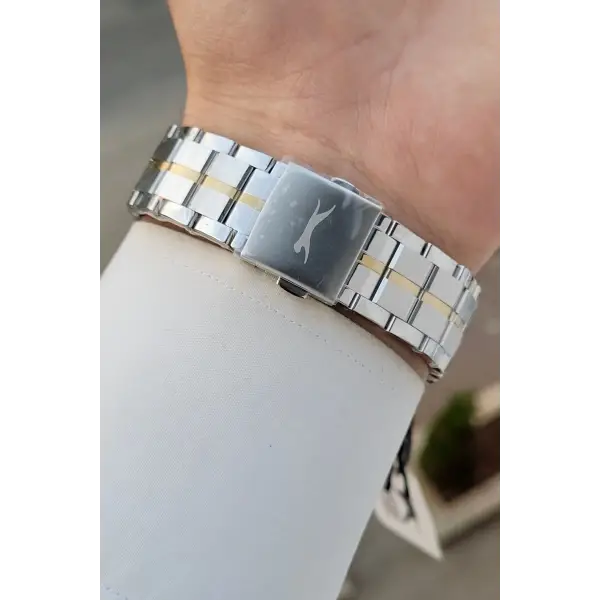 42 Mm Kadranı Yeşil Kordonu Gold Gümüş Renk İç Göstergeleri Aktif Erkek Kol Saati