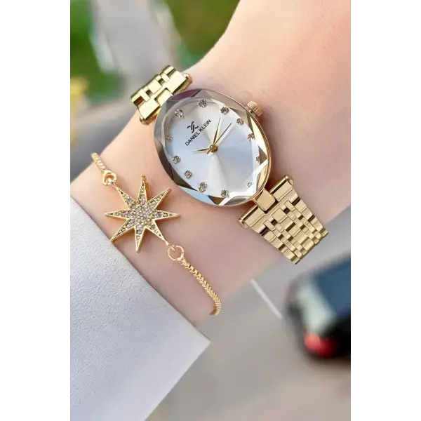 Gold Renk Kadın Kol Saati ve Bileklik