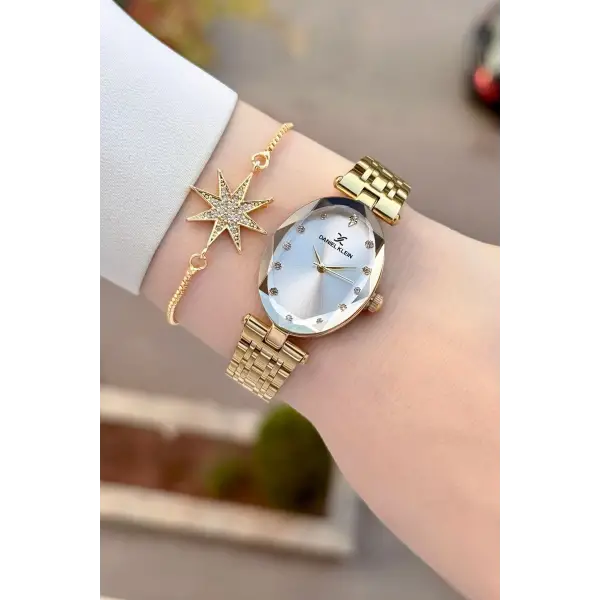 Gold Renk Kadın Kol Saati ve Bileklik