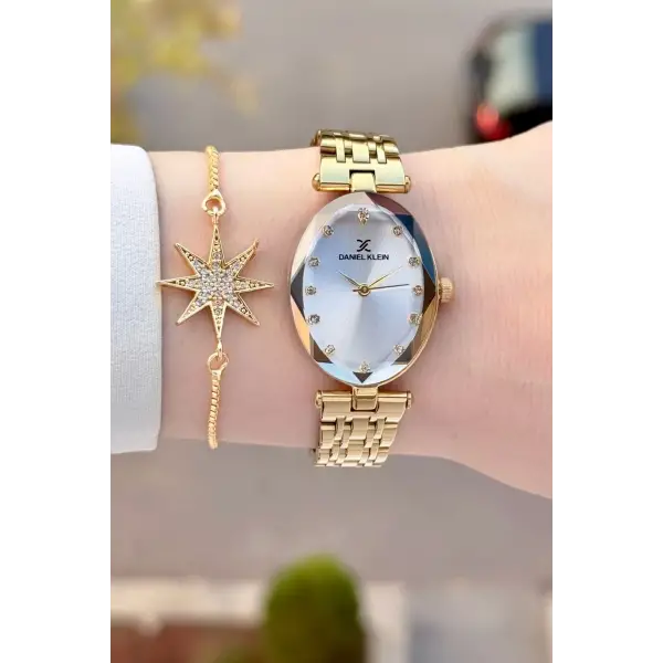 Gold Renk Kadın Kol Saati ve Bileklik