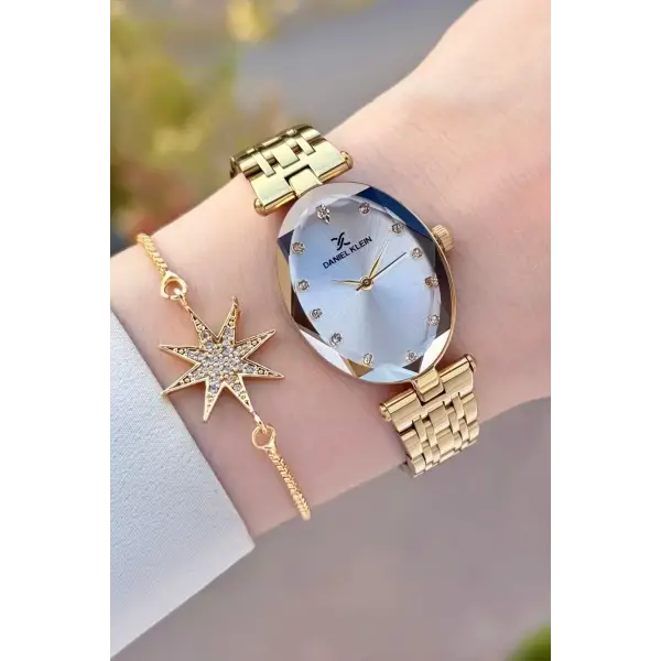 Gold Renk Kadın Kol Saati ve Bileklik